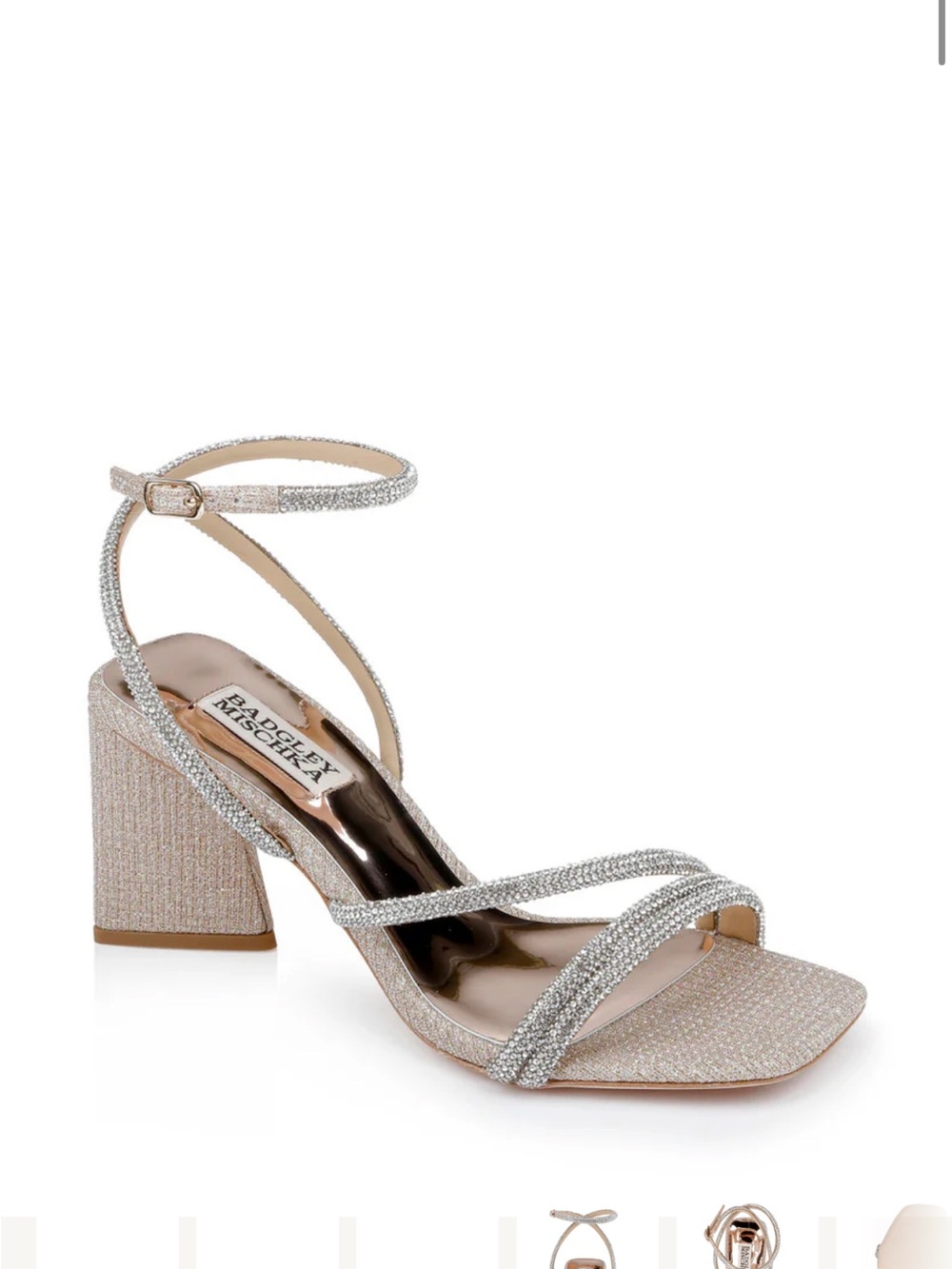 NEW Badgley Mischka Freedom Glitter Block Heel with Bejeweled Straps